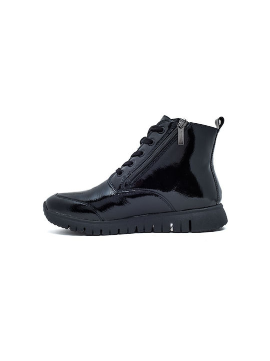 Leder Stiefeletten Damen Schwarz
