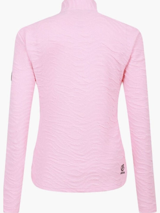 Damen Bluse Langärmelig mit Reißverschluss Rosa