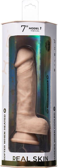 SilexD Glass Dildo with Balls and Suction Cup Flesh 18cm