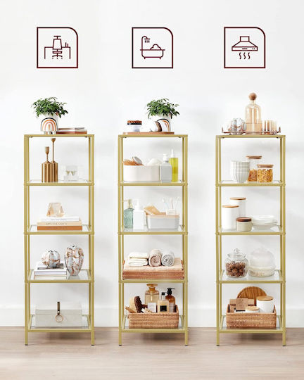 Bibliotecă Aur 40x30x124cm