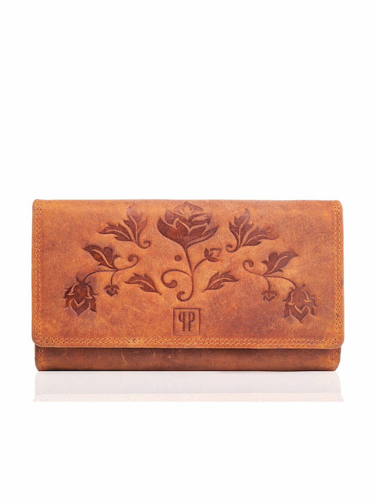 Leather Women's Wallet Classic Keychain Orange