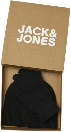 Männer Set mit Beanie Gestrickt in Schwarz Farbe