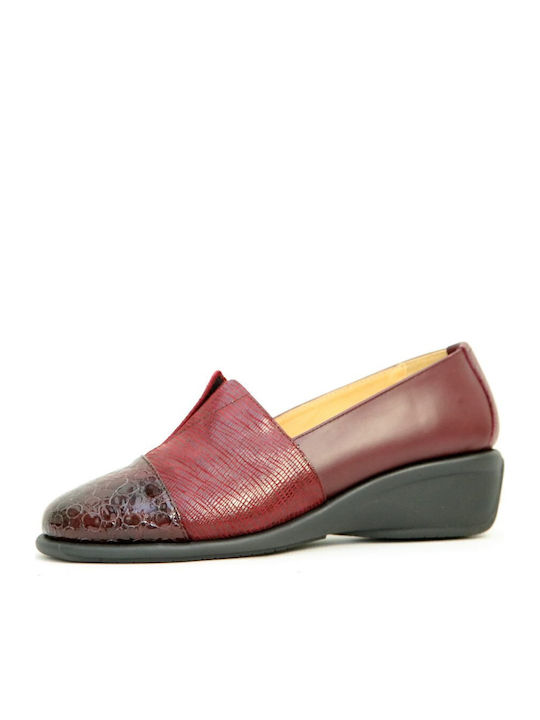 Δερμάτινα Γυναικεία Loafers σε Μπορντό Χρώμα