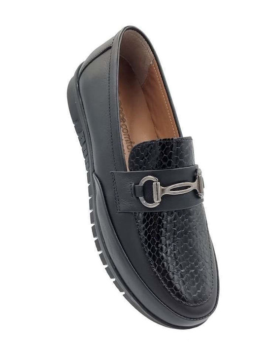 Leather Women's Moccasins in Black Color