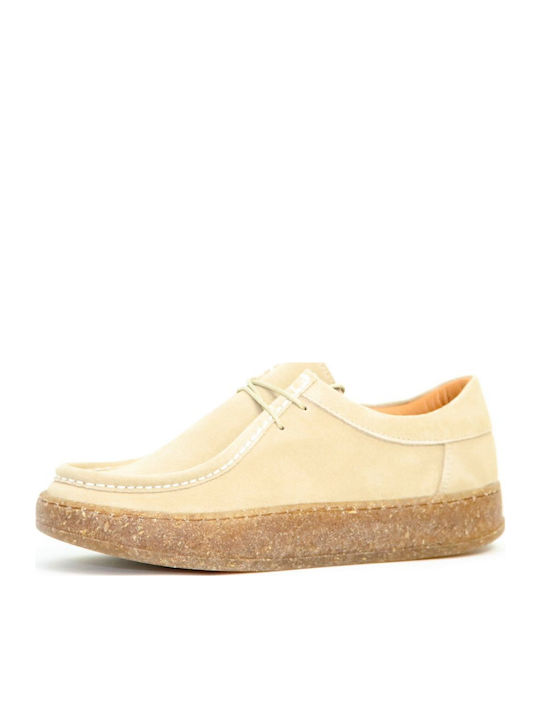 Leder Damen Loafers in Beige Farbe