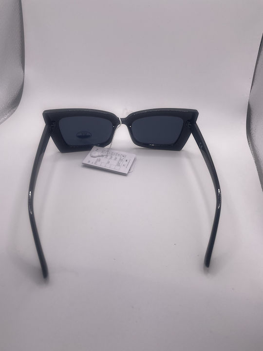 VinSent Women's Sunglasses with Navy Blue Plastic Frame and Blue Lens 2024698158537