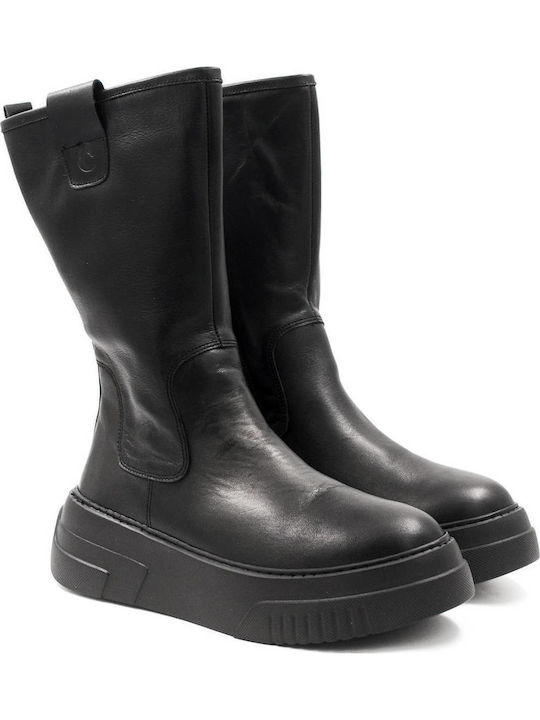 Leder Damenstiefel Schwarz