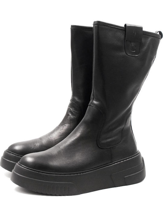 Leder Damenstiefel Schwarz