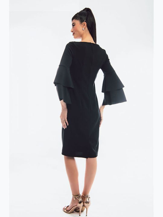 Midi Damenkleid für Hochzeit - Taufe Schwarz