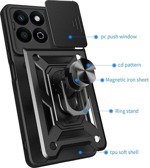Techsuit Camshield Umschlag Rückseite Silikon / Kunststoff Schwarz (Honor 200 Smart)