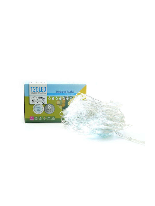 120 Λαμπάκια LED 1.5μ. x 150εκ. Λευκά τύπου Δίχτυ