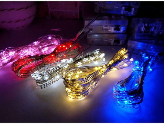 50 Λαμπάκια LED 5μ. Ροζ Μπαταρίας σε Σειρά