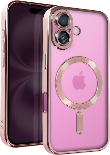 Avizar Case Magsafe Iphone 16 Silicone Contour Chrome Rose Gold
