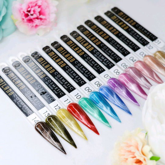 Milano Cosmetic Ημιμόνιμο Βερνίκι Νυχιών 12 Crystal Cat Eye Color Gel Cat Eye 8ml