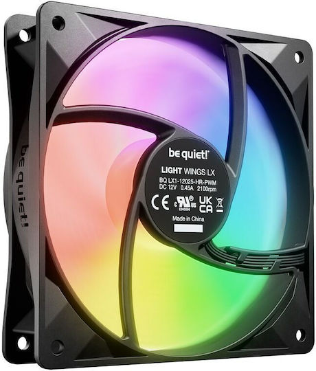 Be Quiet Light Wings LX HS Case Fan 120mm (2100rpm / 61.8cfm) with ARGB Lighting and 3-Pin / 4-Pin PWM Connection 3pcs