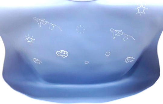 Beboulino Αδιάβροχη Σαλιάρα Σιλικόνης με Τσέπη Blue