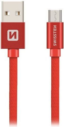 Swissten Редовна USB 2.0 до микро USB кабел Червен 1.2м 1бр