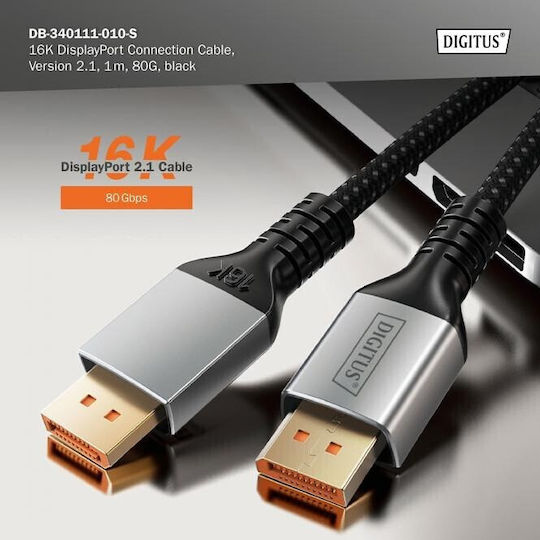 Digitus Кабел DisplayPort Мъжки - DisplayPort Мъжки 1м Черен (DB340111010S)