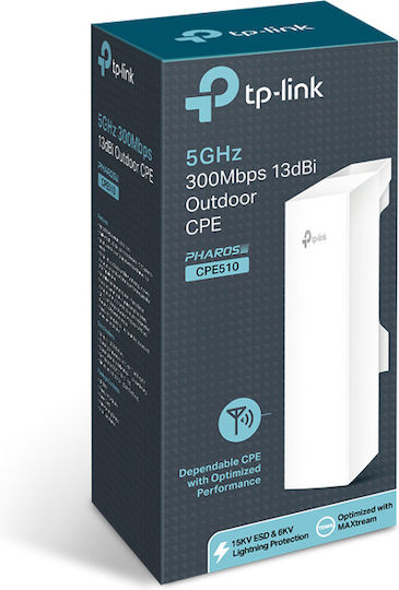 TP-LINK CPE510 v3.20 Access Point Wi‑Fi 4 Single Band (5GHz) για Εξωτερική Τοποθέτηση