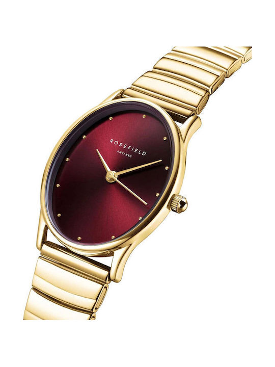 Rosefield Women's Watch Chronograph with Gold Metal Bracelet