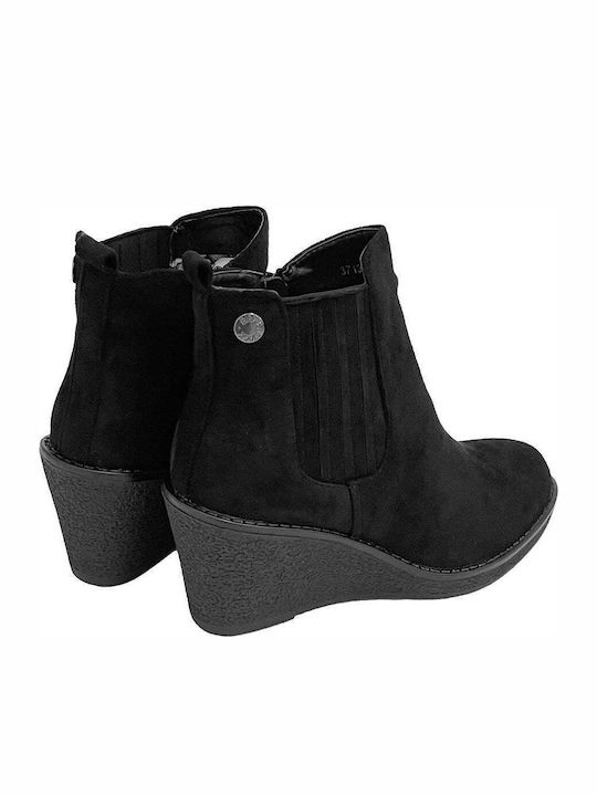 Suede Γυναικεία Μποτάκια με Πλατφόρμα Μαύρα