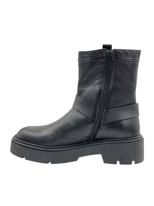 Leather Women's Ankle Boots Black