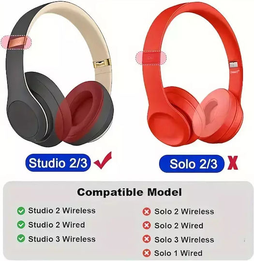 Replacement Ear Pads for Beats Studio 2.0/3.0 Headphones Pair - Grey
