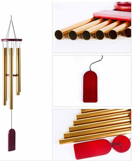 Clopoței de Vânt 6 Tuburi de Sunet din Metal Aurii Model Feng Shui pentru Casă Grădină