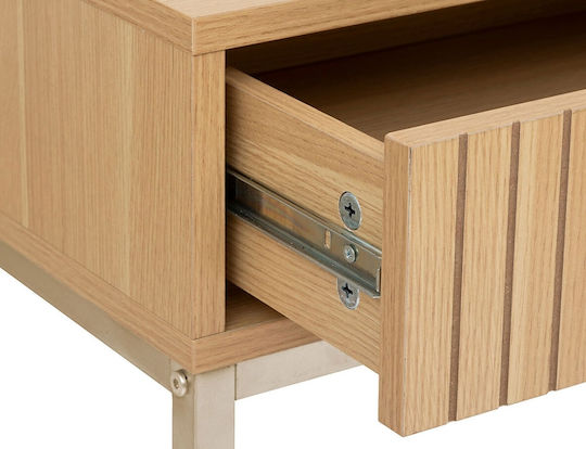 Tasso Console Table Wood & Metal with Mirror Wood Shade L80.5xW35xH90cm