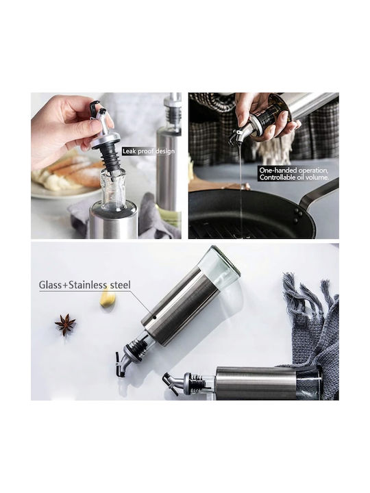 Pufo Taste Glasspender-Set Öl Essig 300 ml Silber