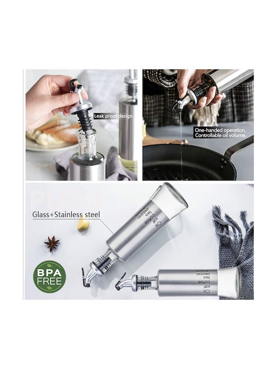 Glass Oil Vinegar Dispenser 300 Ml Silver