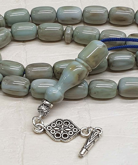 Roloi Komboloi Mastic Worry Beads with 33 Beads Gray 31cm