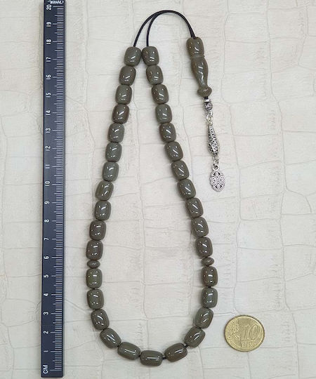 Roloi Komboloi Mastic Worry Beads with 33 Beads Gray 33cm