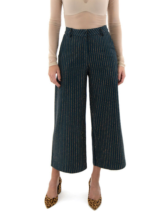 MY T Women's High-waisted Denim Trousers Blue-gold