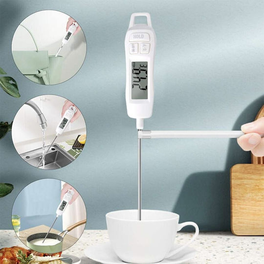 Digital Lebensmittelthermometer mit Sonde für Küche Flüssigkeiten Lebensmittel Gebäck Wachs usw -50°C bis +300°C Pufo