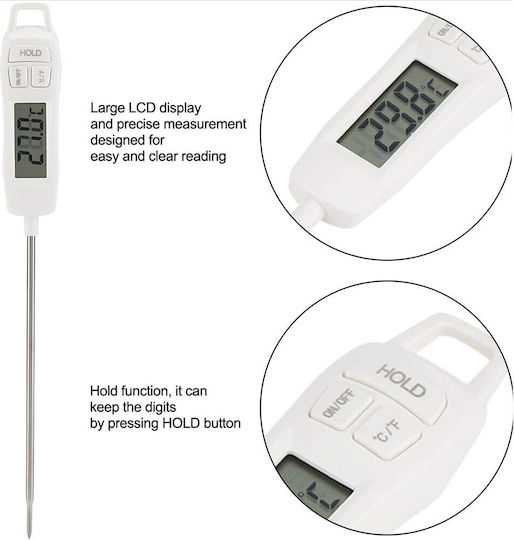 Digital Lebensmittelthermometer mit Sonde für Küche Flüssigkeiten Lebensmittel Gebäck Wachs usw -50°C bis +300°C Pufo