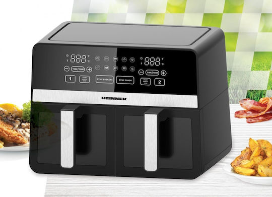 Heinner Air Fryer με Διπλό Αποσπώμενο Κάδο 9.5lt Μαύρο HAF-K10DB24BK