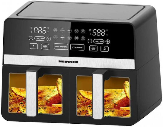 Heinner Air Fryer με Διπλό Αποσπώμενο Κάδο 9.5lt Μαύρο HAF-K10DB24BK