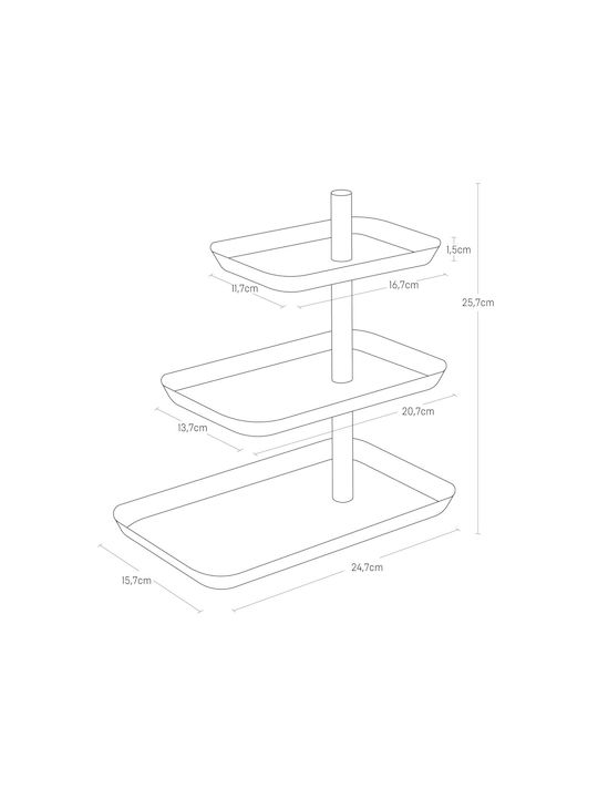 Yamazaki Glass Dessert Tower Stand with 3 Tiers White 16x25x25.5cm