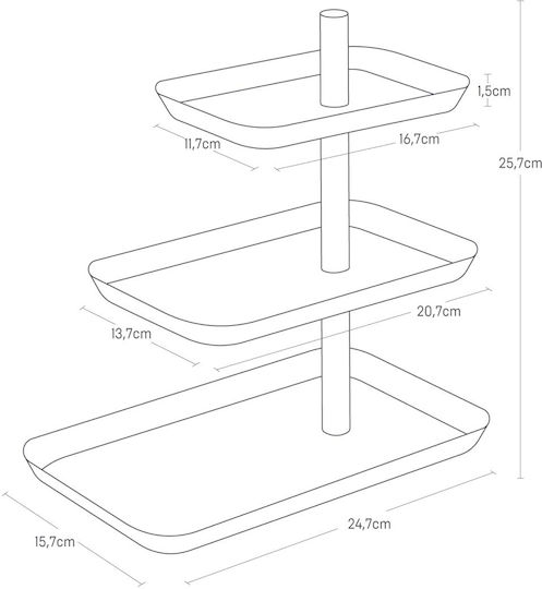 Yamazaki Glas Etagere 3 Etagen Schwarz W25xL16xH25.5cm 1Stück