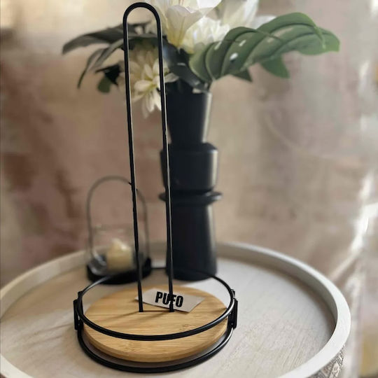 Suport Metal Bamboo pentru Prosoape de Hârtie și Servetele Roll de Bucătărie 33 Cm