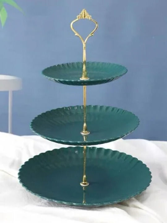Pufo Candy 3-Tier Dessert Tower with Metal Handle Green