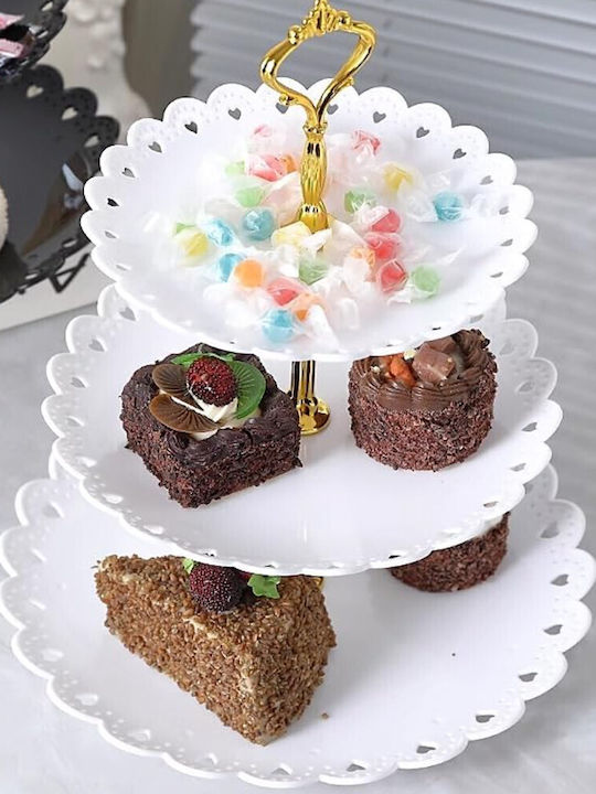 3-tiered Puffo Cookies Fruit Stand Cakes Desserts Fruits Appetizers 34 X 27 Cm White