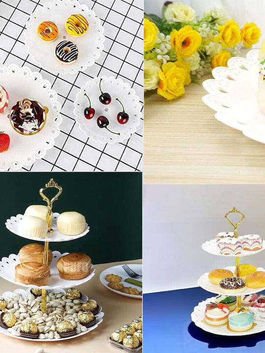 3-tiered Puffo Cookies Fruit Stand Cakes Desserts Fruits Appetizers 34 X 27 Cm White