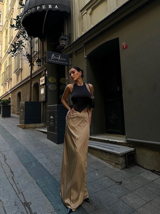 Sinell Satin Maxi Skirt Camel