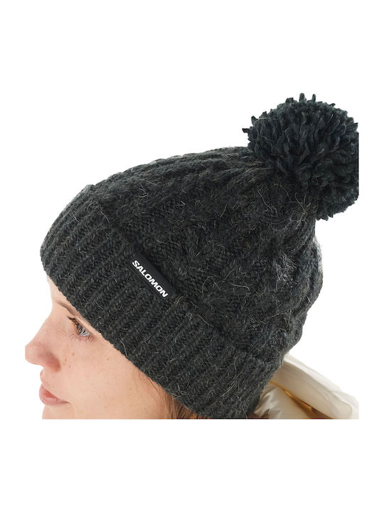 Pom Pom Beanie Fleece Beanie Knitted in Gray color