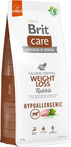 Brit Care Weight Loss Hypoallergenic 12kg Dry Food Diet, Gluten-Free for Adult Dogs with and Rabbit