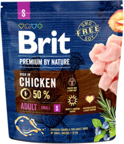 Brit Premium by Nature Adult Small 1kg Dry Food Gluten-Free for Adult Small Breed Dogs with Chicken