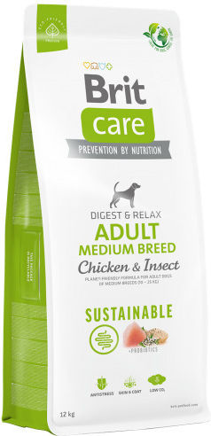 Brit Sustainable Adult Medium 12kg Dry Food Gluten-Free for Adult Medium Breed Dogs with Chicken