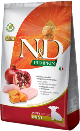 Farmina N&D Pumpkin Puppy Mini 0.8kg Dry Food Grain-Free for Small Breed Puppies with Chicken and Pomegranate